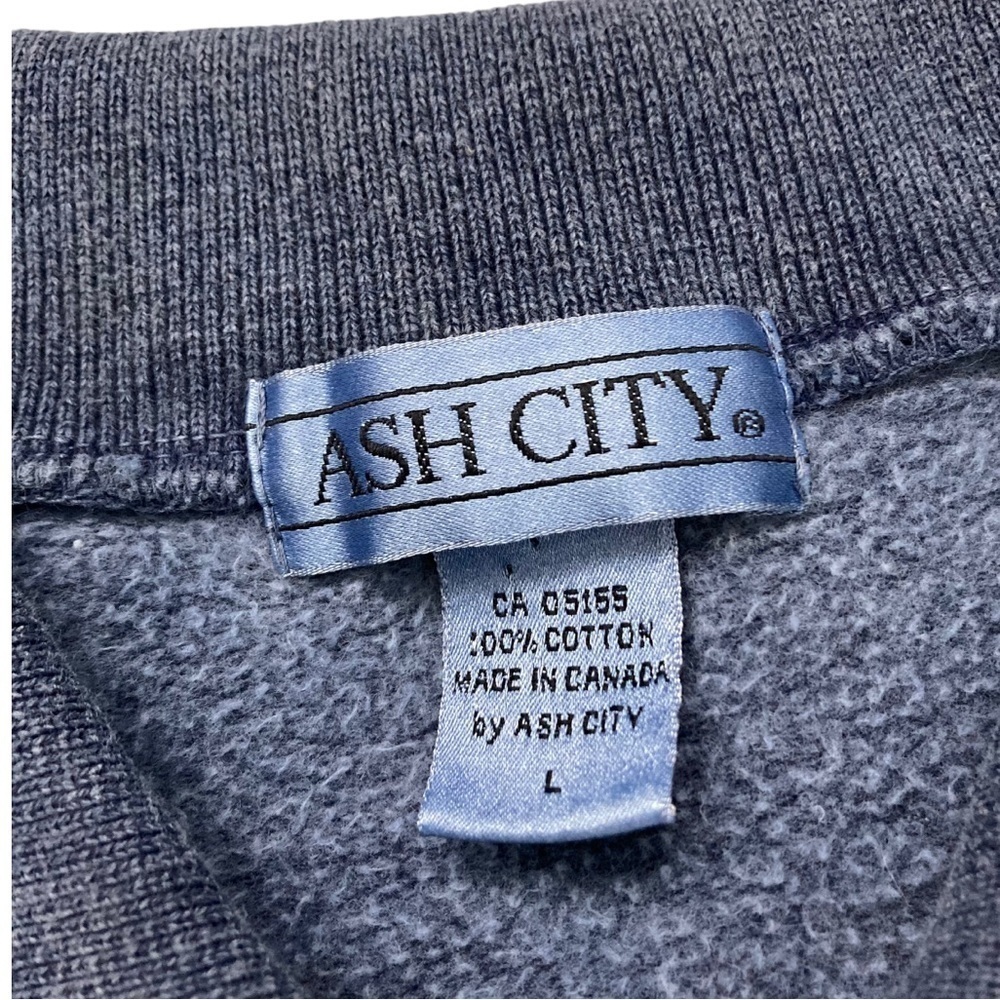 Vintage Stone Wash Finish Blue Polo Collar Pullover Sweatshirt - Picture 5 of 8